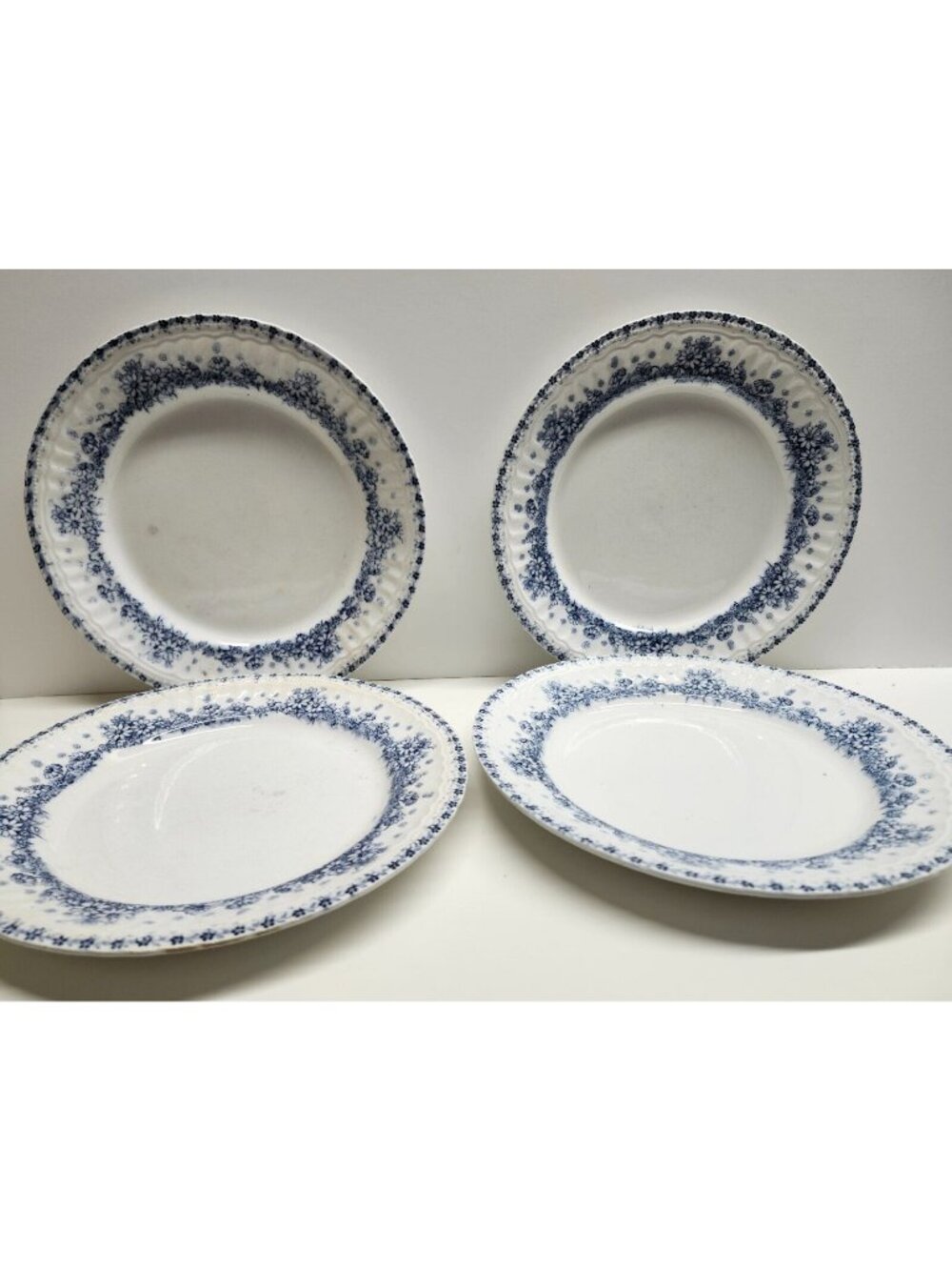 Bonn Blue Floral Dinner Plates Porcelain Vintage Germany Blue White Pottery 9.5"
